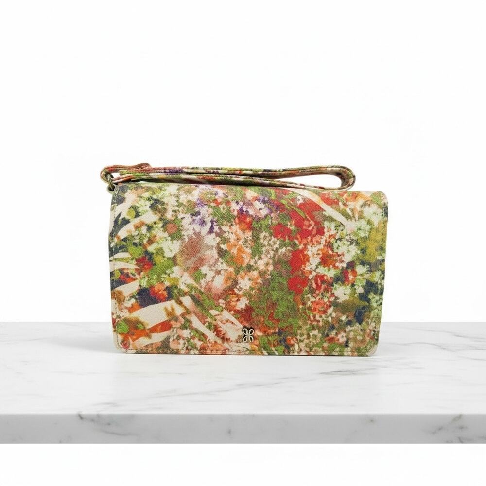 NWT HOBO Jill Leather Wristlet Wallet Tropic Print Floral Multi Bifold Clutch